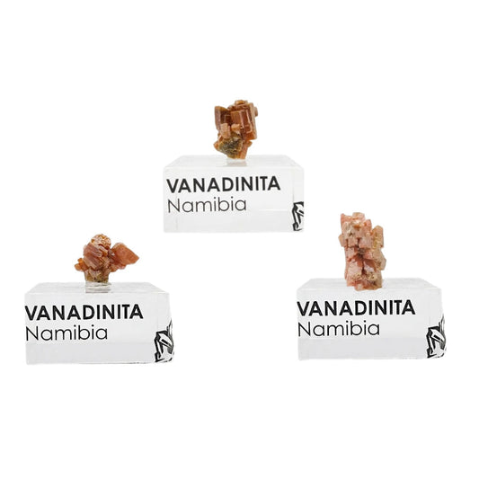 Espécimen de Vanadinita de Colección con Base de Acrílico
