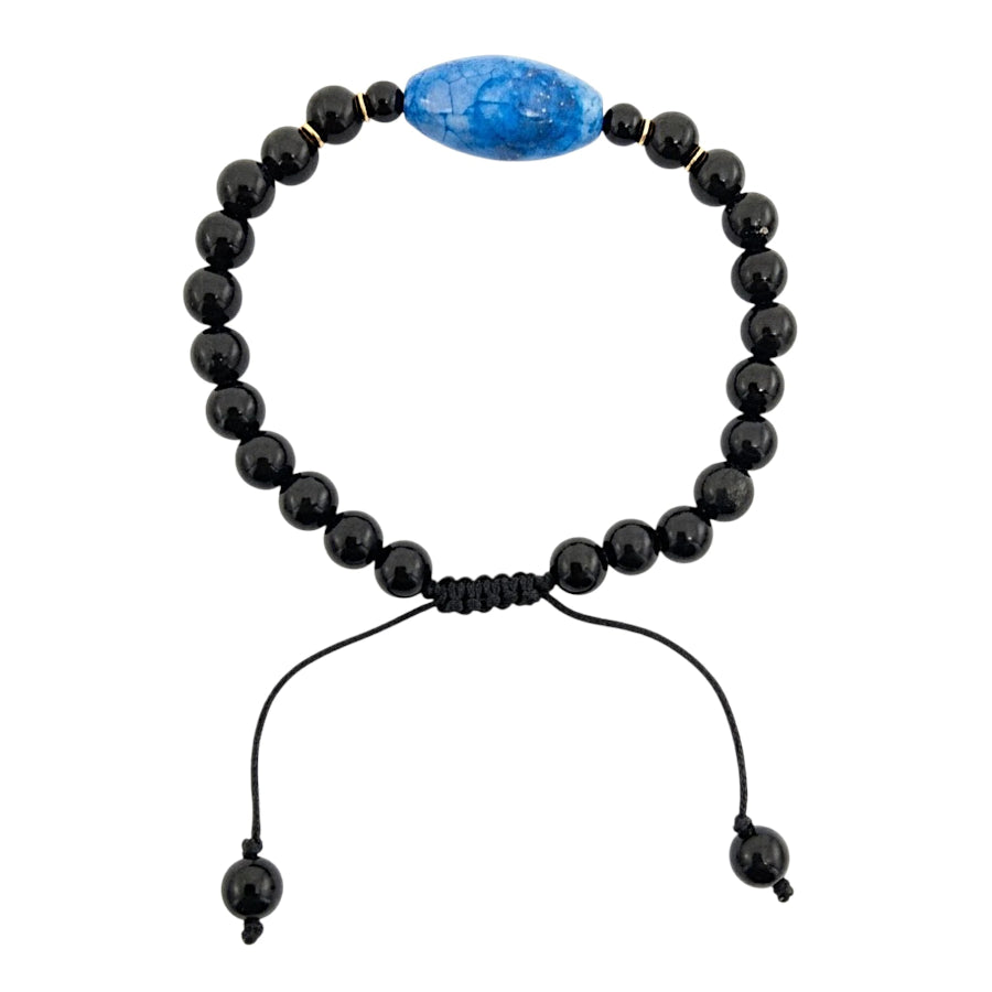 PULSERA ÁGATA NEGRA CENTRO HOWLITA