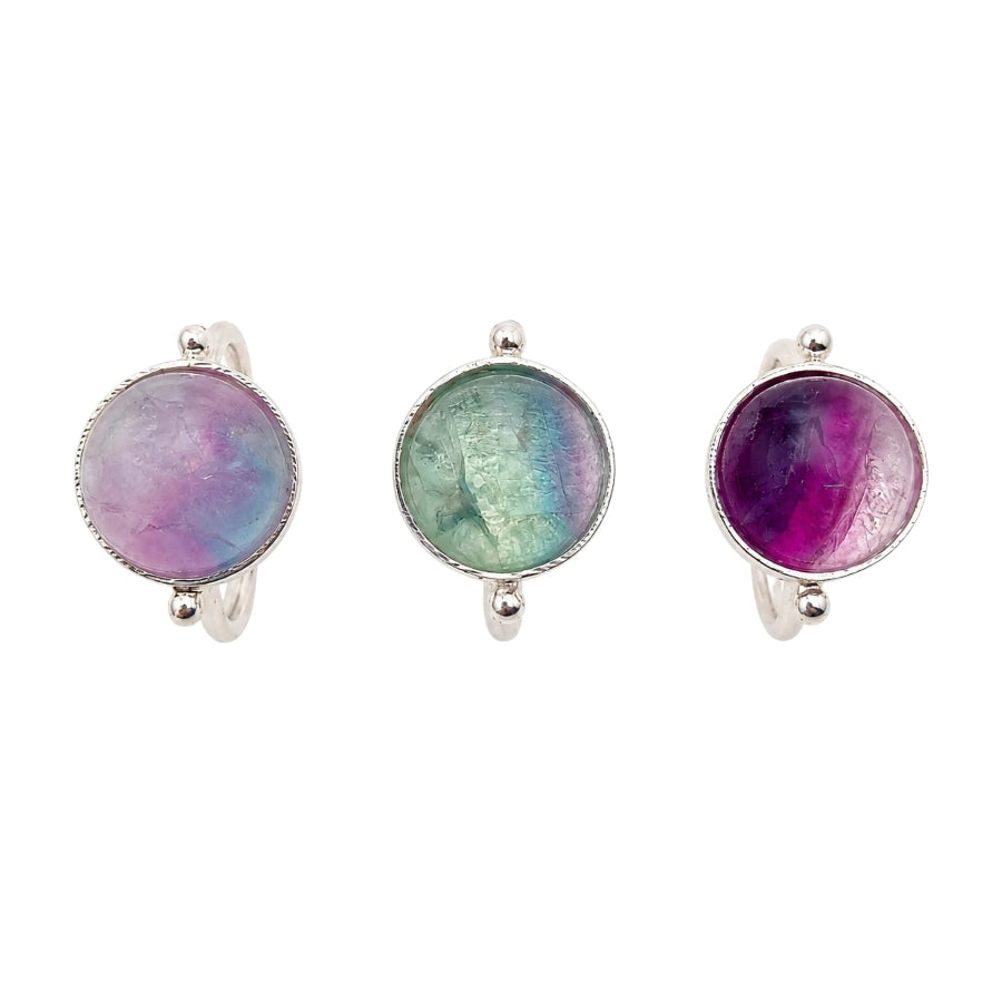 ANILLO CABUJON DE FLUORITA