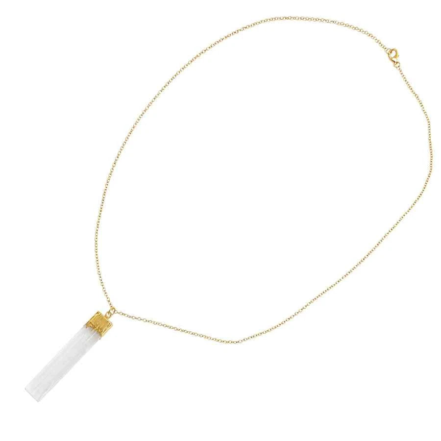 COLLAR LARGO DIJE IRREGULAR DE SELENITA