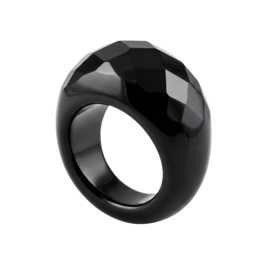 ANILLO DE ÁGATA NEGRA FACETADO
