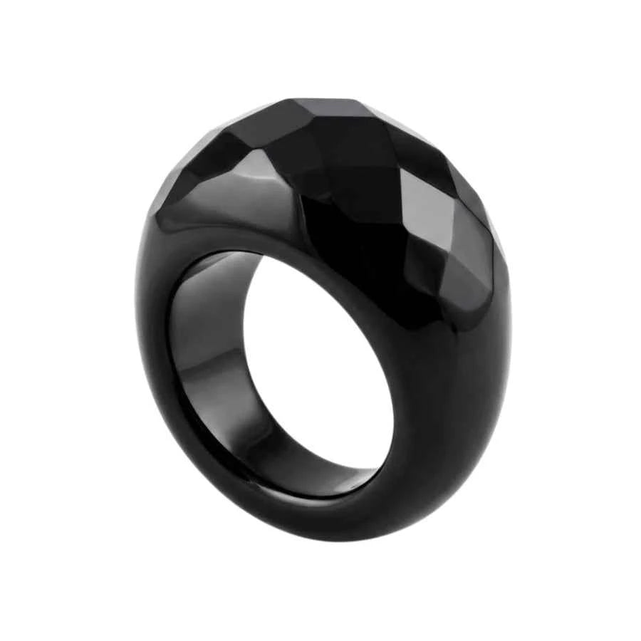 ANILLO DE ÁGATA NEGRA FACETADO