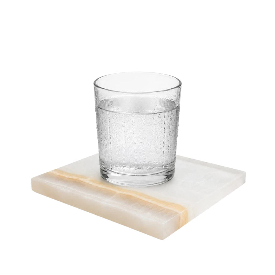 SET DE PORTAVASOS DE ÓNIX BLANCO