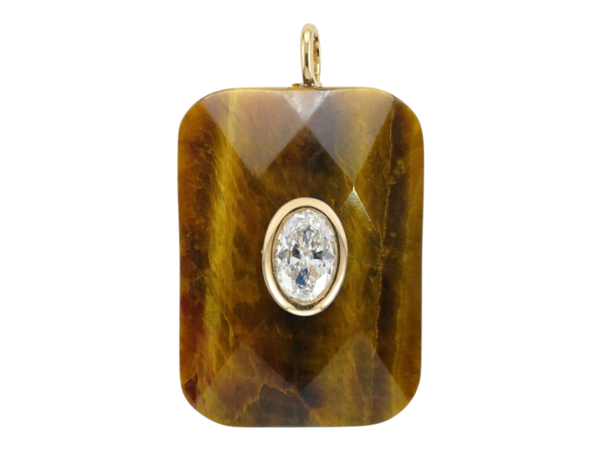 DIJE OJO DE TIGRE CON INCRUSTACION