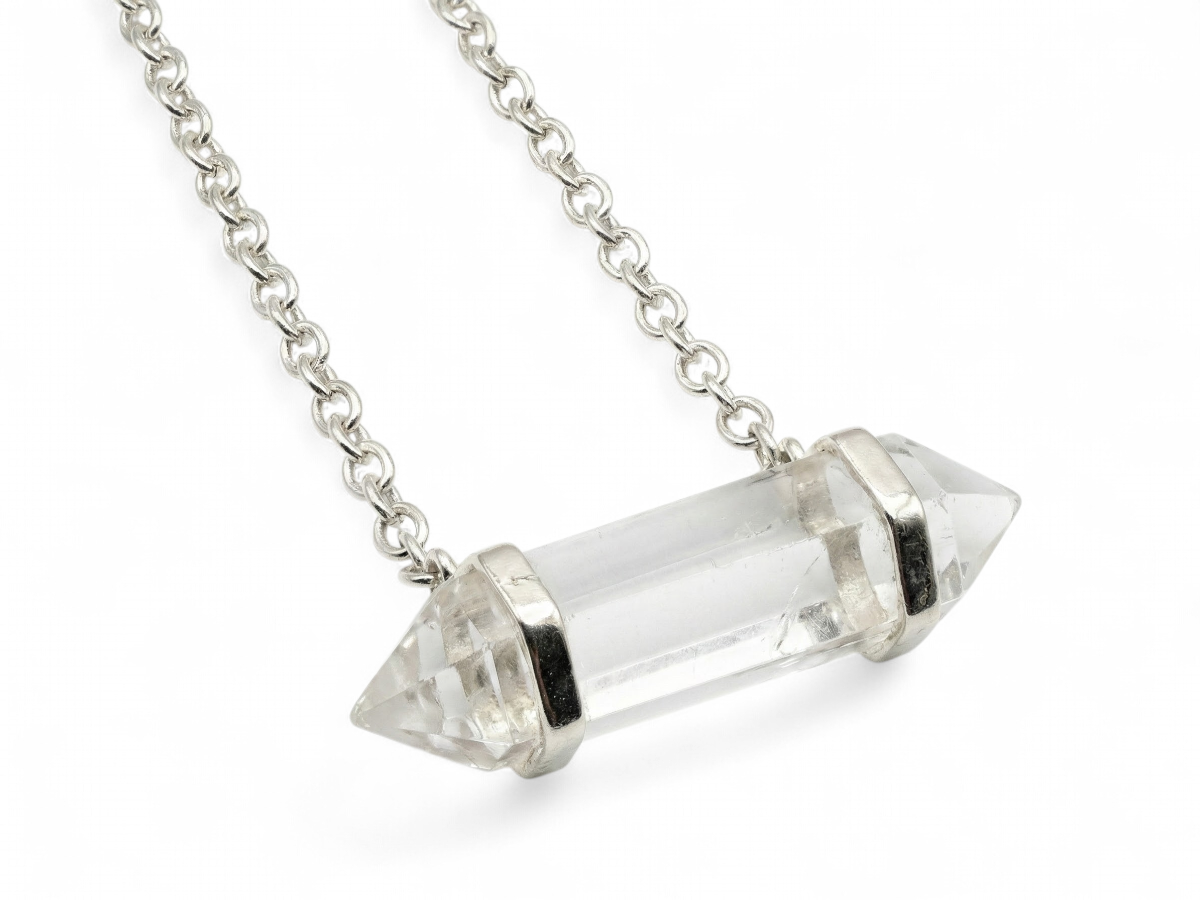 Collar de Plata .925 Cuarzo Blanco - vista lateral