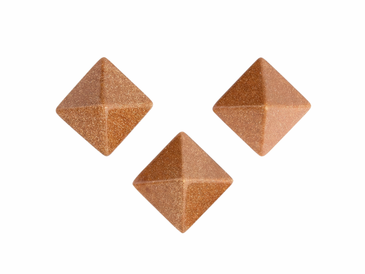 SET DE TRES PIRÁMIDES DE VENTURINA DORADA