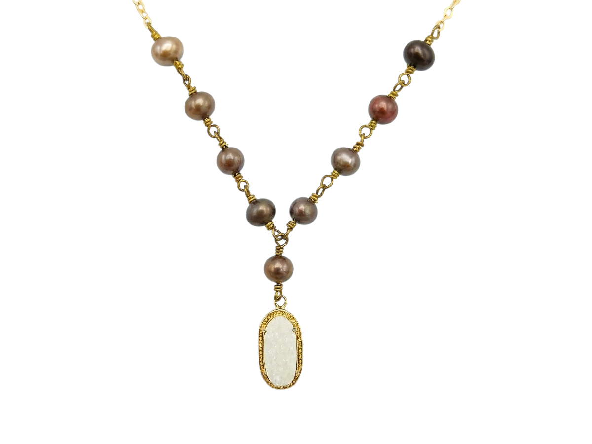 SET COLLAR PERLA CAFE