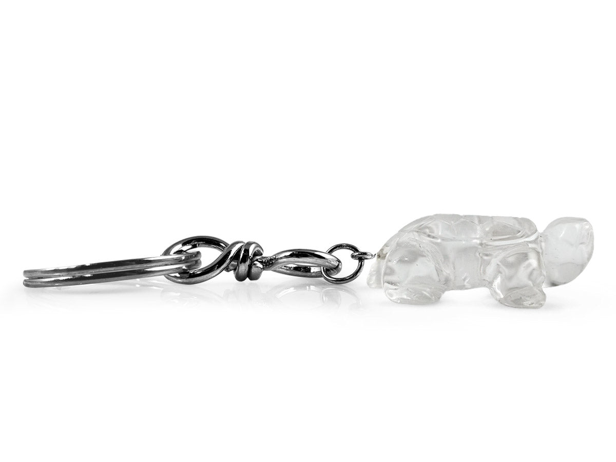 LLAVERO TORTUGA DE CUARZO BLANCO.