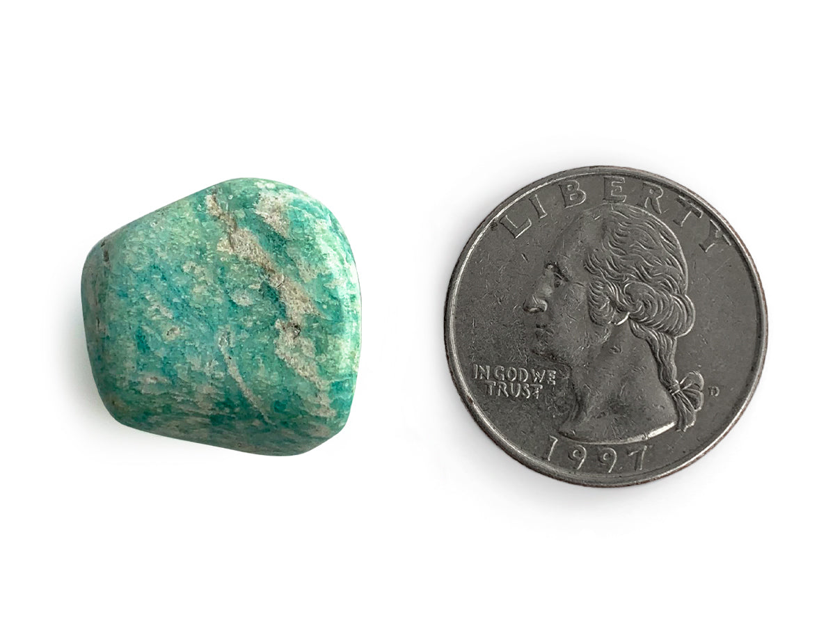 PAQUETE DE 10 PIEZAS DE TAMBORILEADO AMAZONITA.