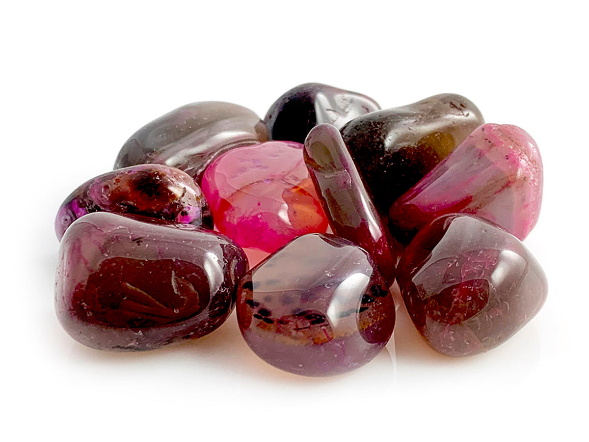 PAQUETE DE 10 PIEZAS DE TAMBORILEADO ÁGATA ROSA.