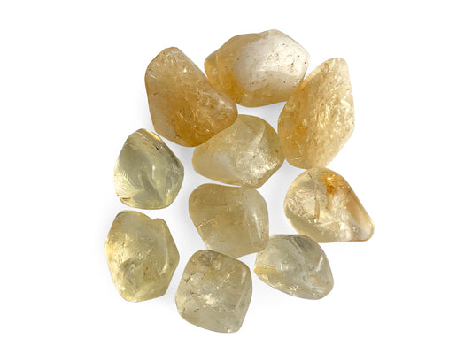 PAQUETE DE 10 PIEZAS DE TAMBORILEADO CITRINO.