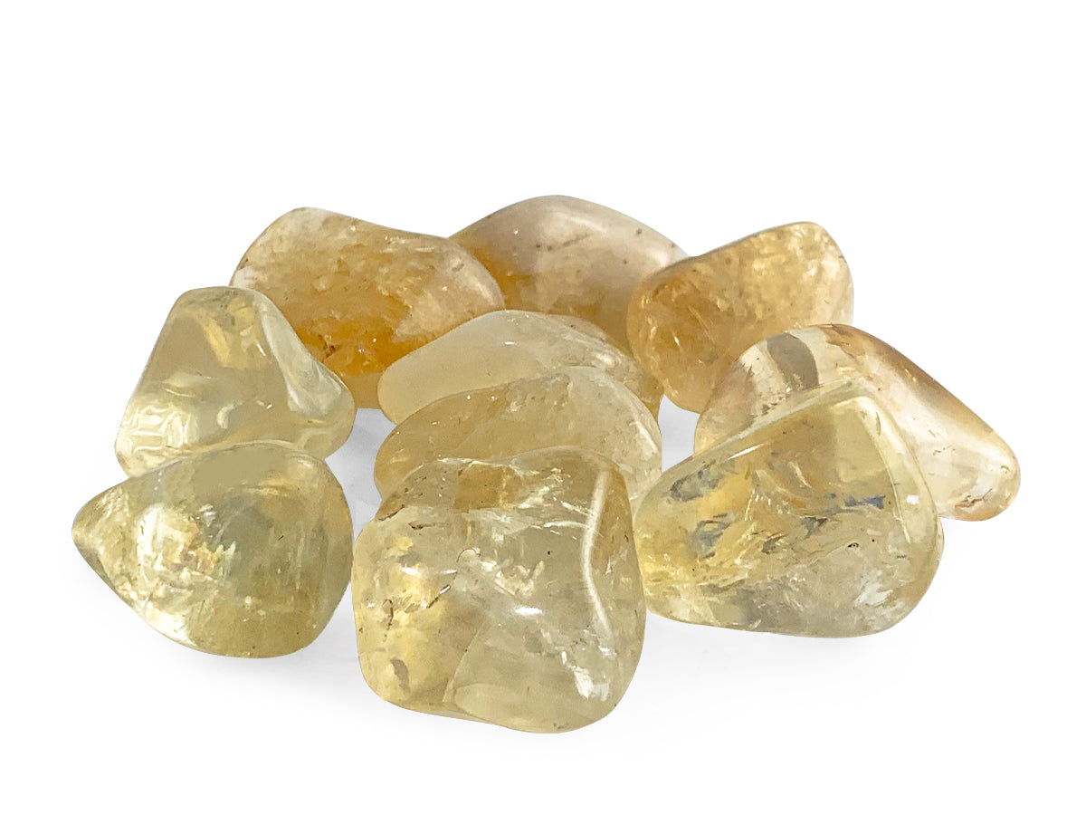 PAQUETE DE 10 PIEZAS DE TAMBORILEADO CITRINO.