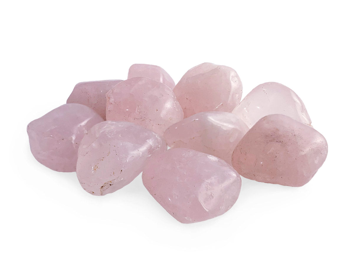 PAQUETE DE 10 PIEZAS DE TAMBORILEADO CUARZO ROSA.