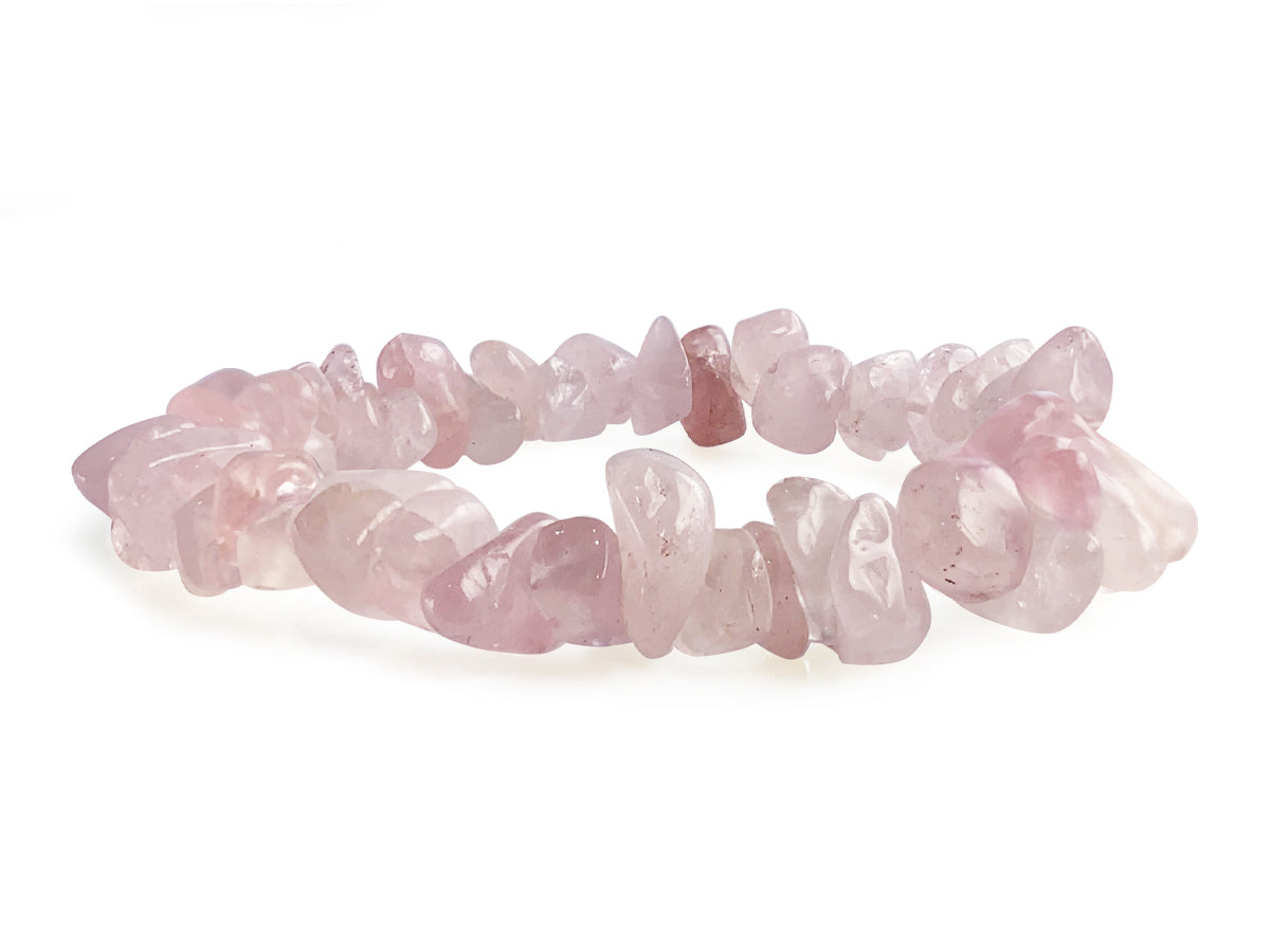 PULSERA CHIPS DE CUARZO ROSA