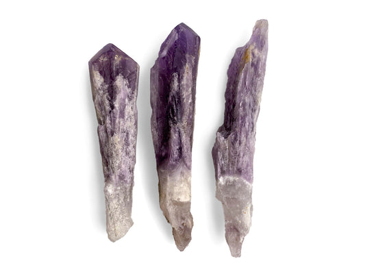 3 PUNTAS DE CUARZO AMATISTA MEDIANAS RÚSTICAS
