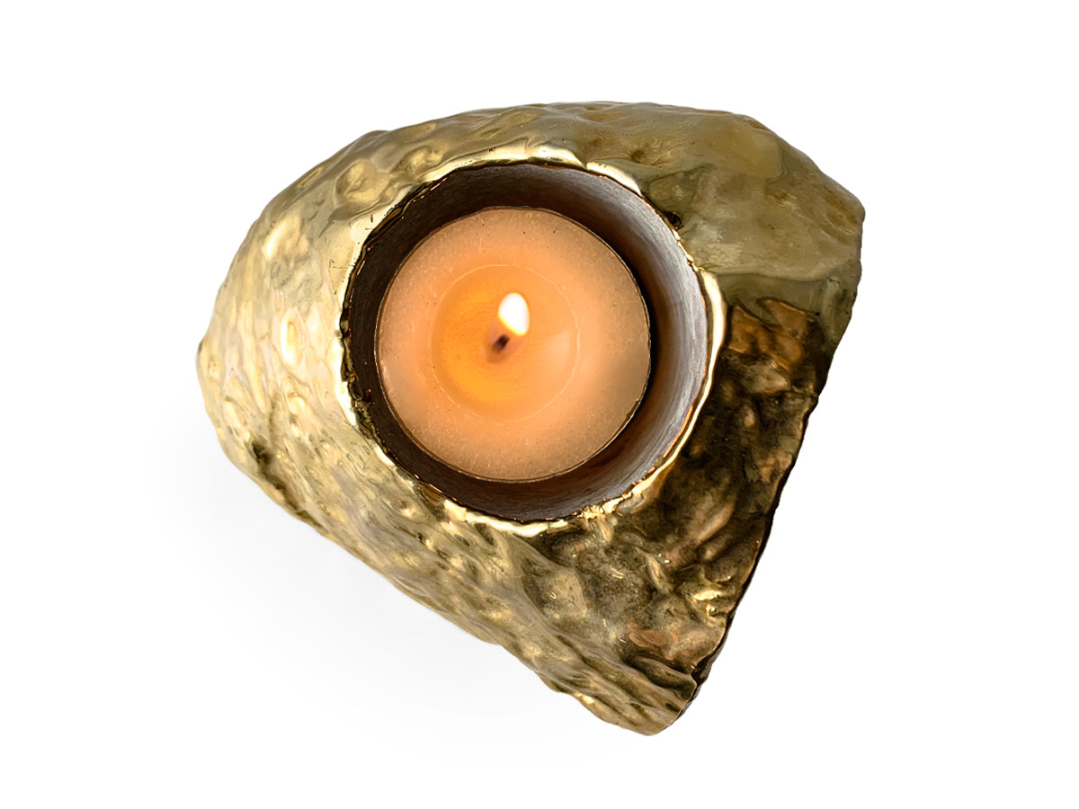 PORTAVELA DE ÁGATA CON ELECTROFORMADO DORADO.