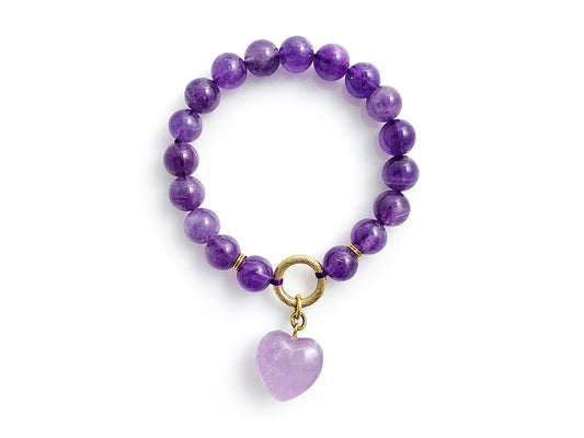 PULSERA AMATISTA CENTRO CORAZÓN.
