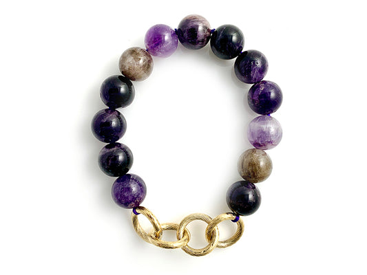 PULSERA AMATISTA CENTRO CADENA DORADA