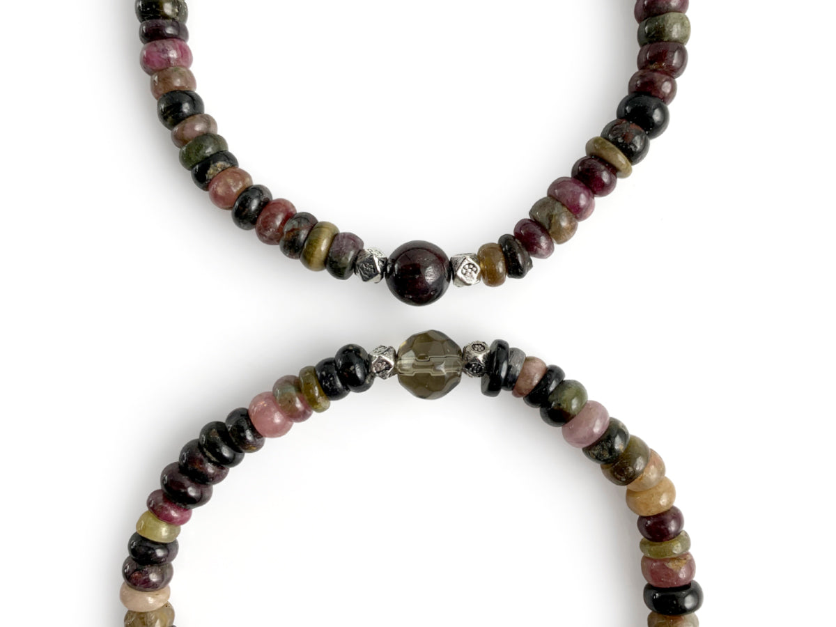 SET DE PULSERAS "TU Y YO " DE TURMALINA SANDIA.