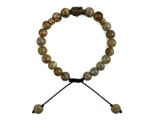 PULSERA CABALLERO LABRADORITA Y JASPE MIXTO.