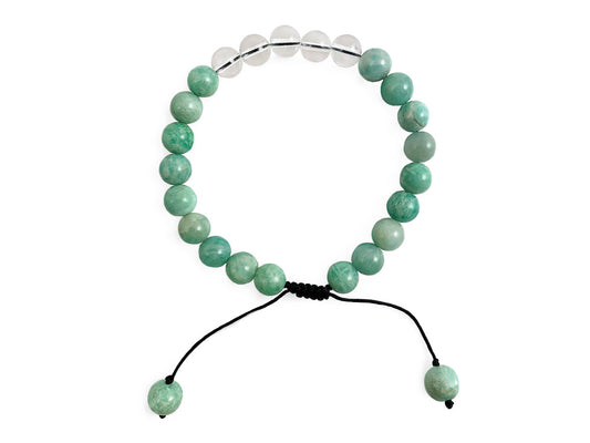 PULSERA DE AMAZONITA Y CUARZO BLANCO.