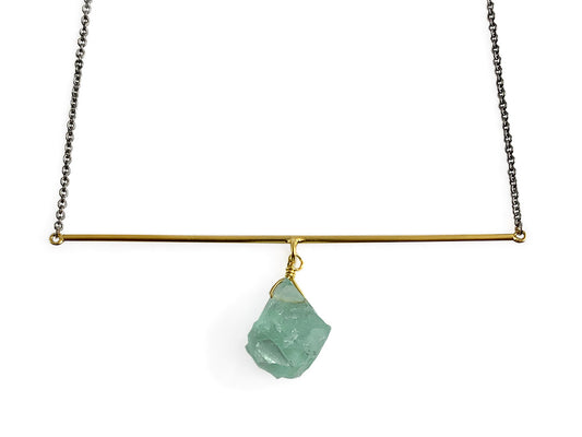 COLLAR CORTO DE PLATA .925 CON DIJE DE FLUORITA.