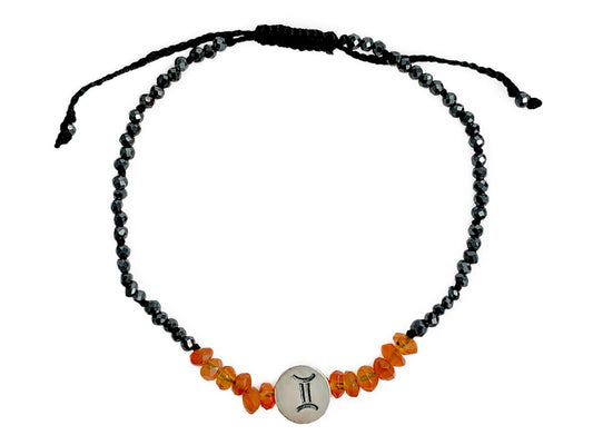 PULSERA DEL ZODIACO "GÉMINIS"CON ESPINELA.