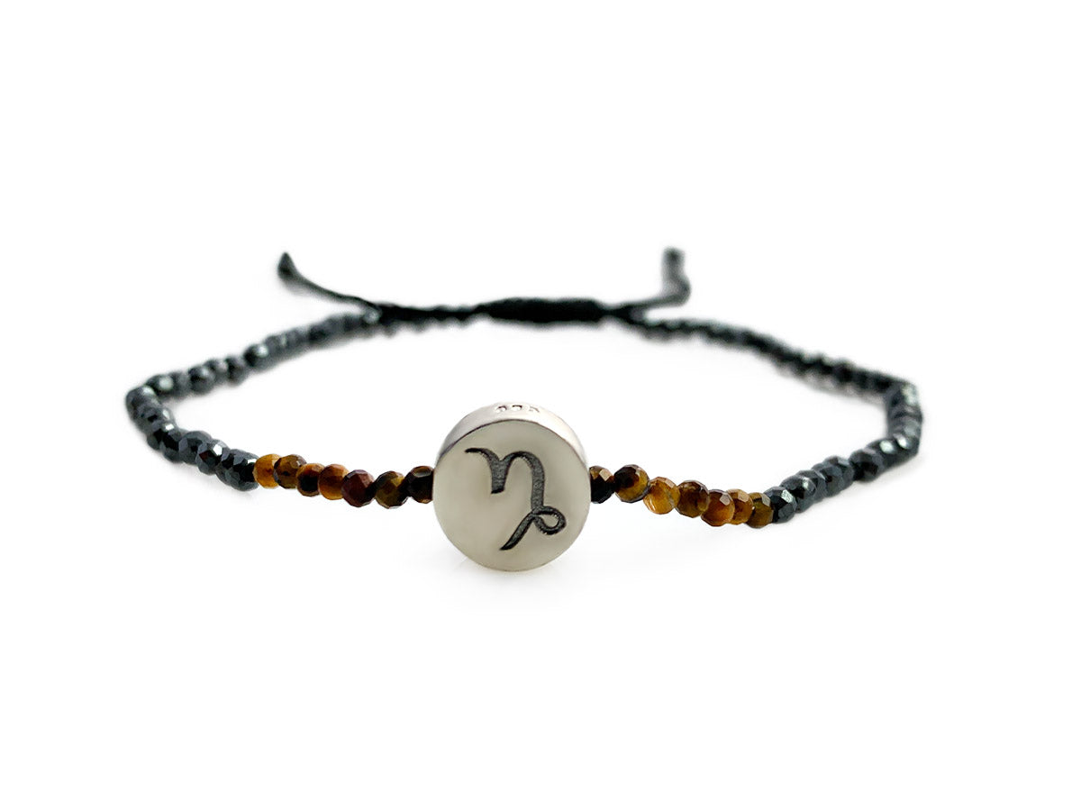 PULSERA DEL ZODIACO "CAPRICORNIO" CON ESPINELA.