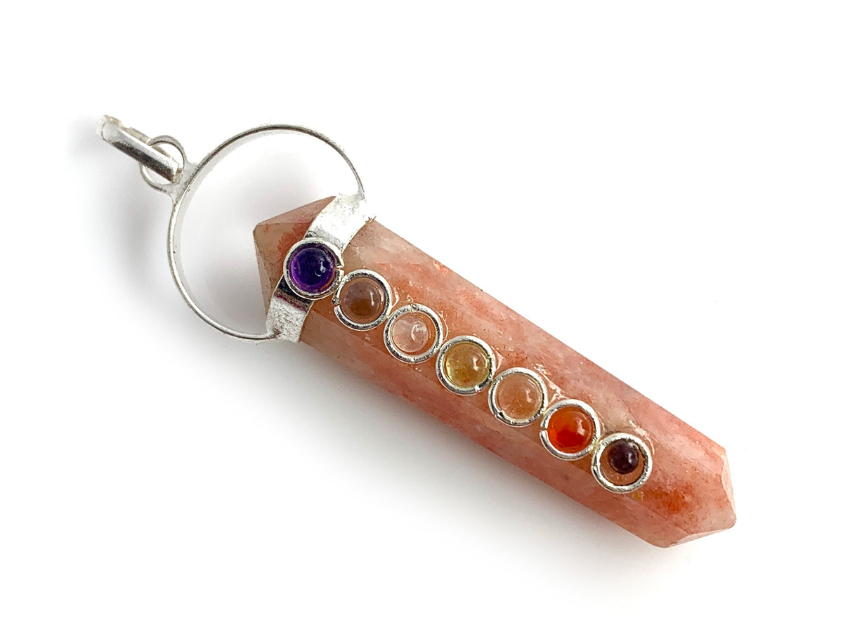 DIJE DOBLE PUNTA PIEDRA SOL CHAKRAS LINEAL