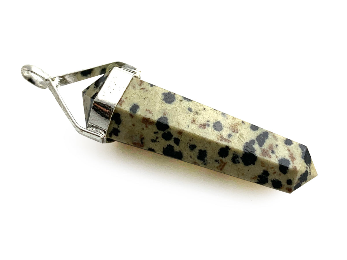 DIJE DOBLE PUNTA JASPE DÁLMATA.