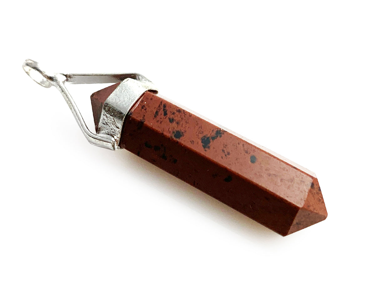 DIJE DOBLE PUNTA OBSIDIANA MARRÓN.