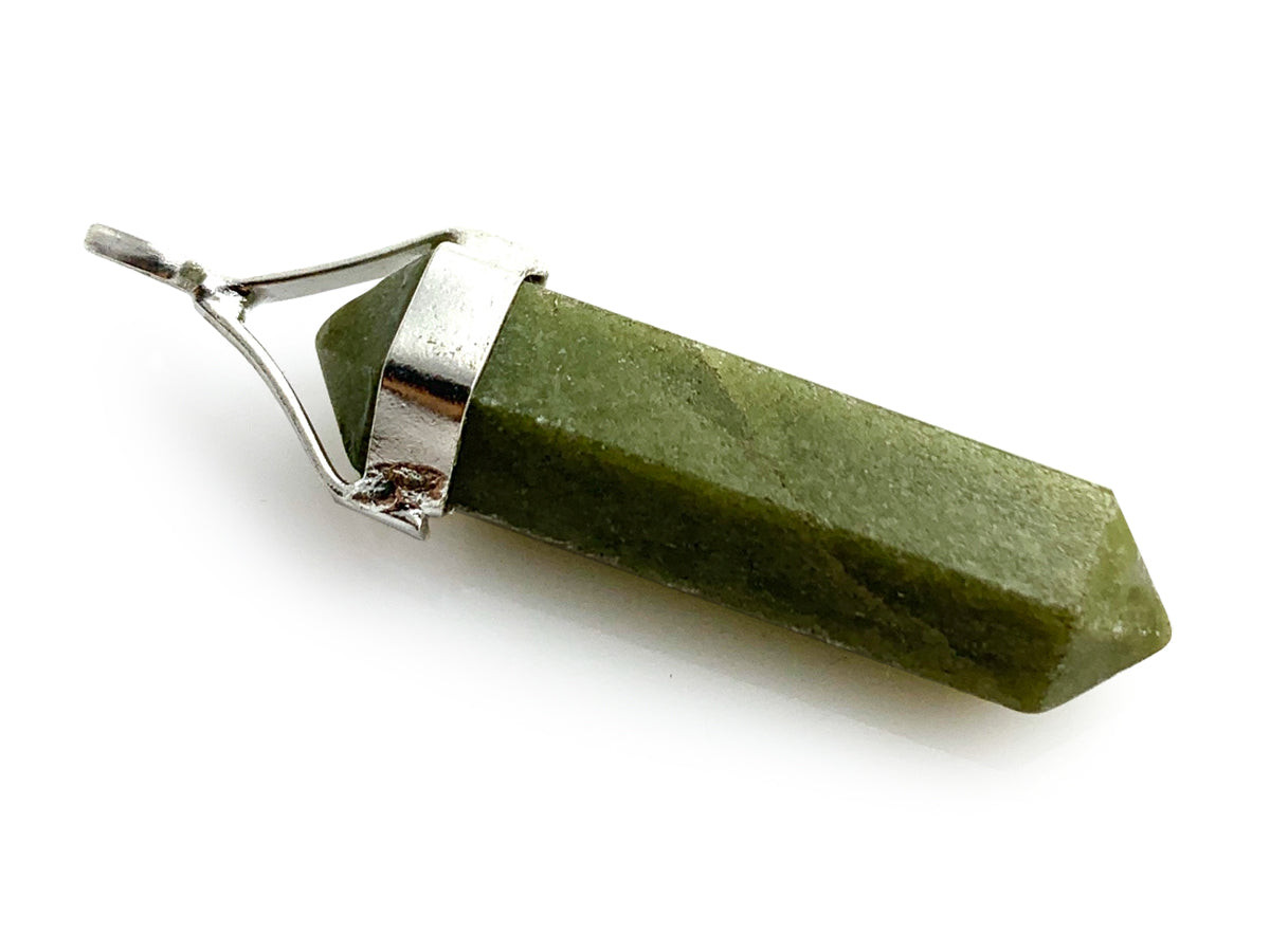 DIJE DOBLE PUNTA JASPE VERDE.