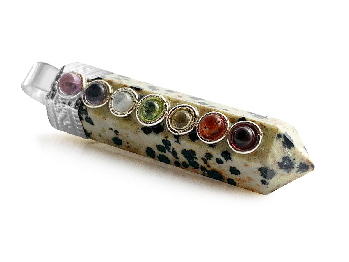 DIJE PUNTA JASPE DÁLMATA CHAKRAS.