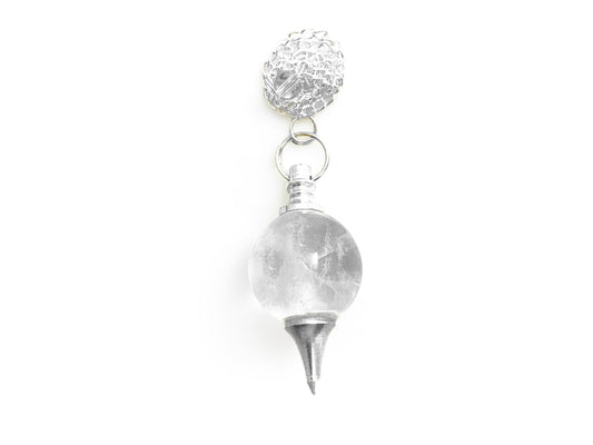 PÉNDULO ESFERA DE CUARZO BLANCO.