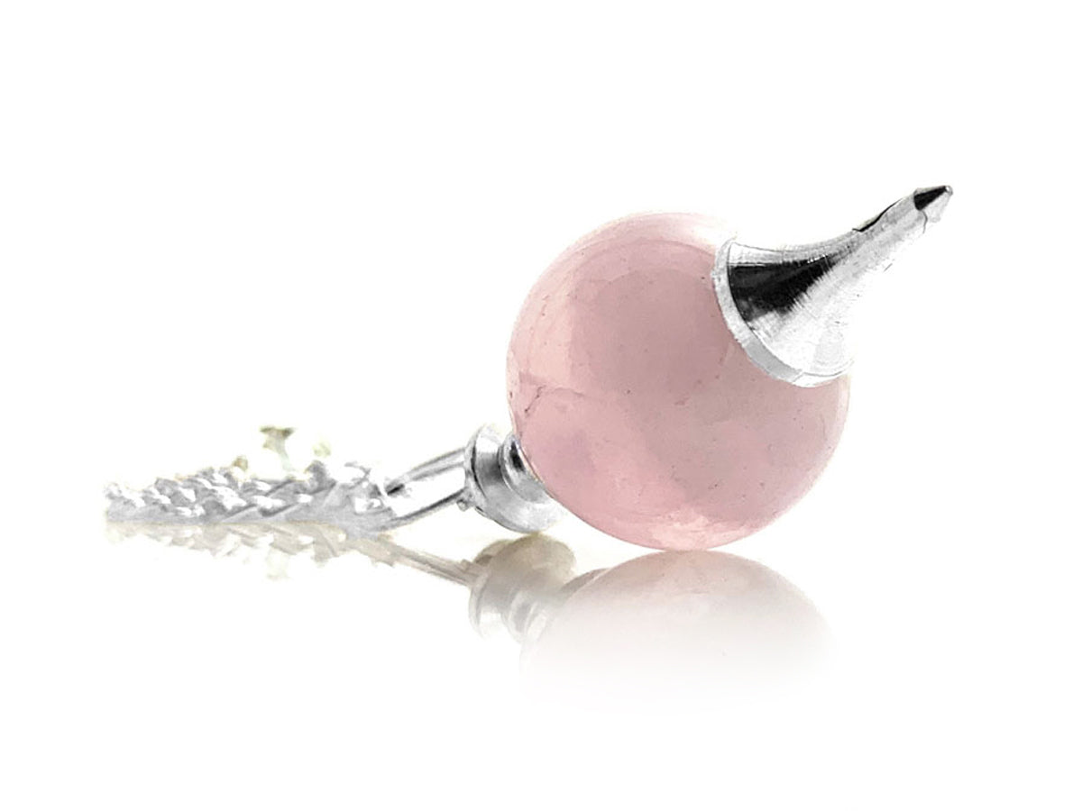PÉNDULO ESFERA DE CUARZO ROSA.