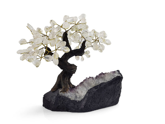 ÁRBOL BONSÁI DE CUARZO BLANCO DE 20 CM.