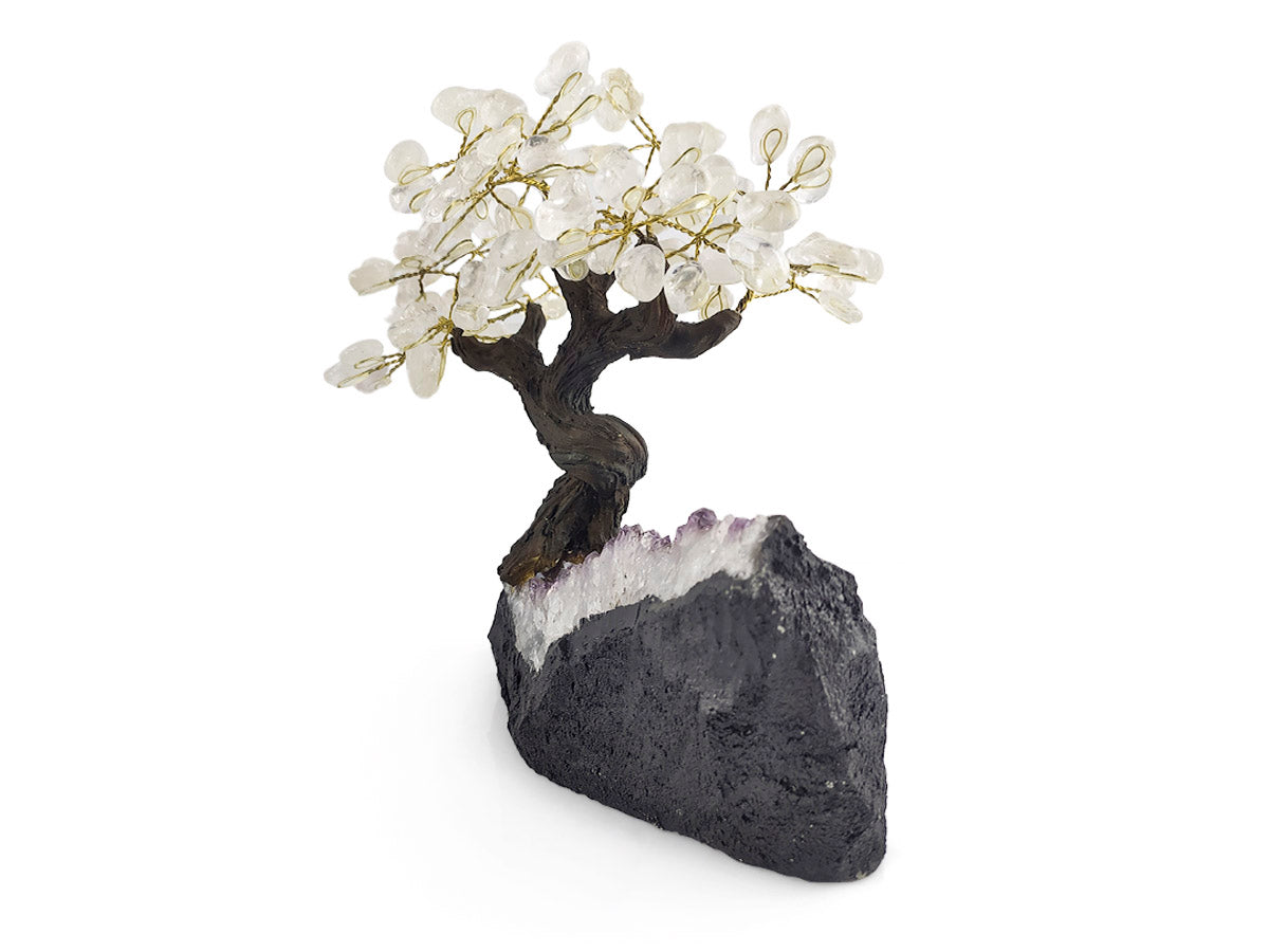 ÁRBOL BONSÁI DE CUARZO BLANCO DE 20 CM.