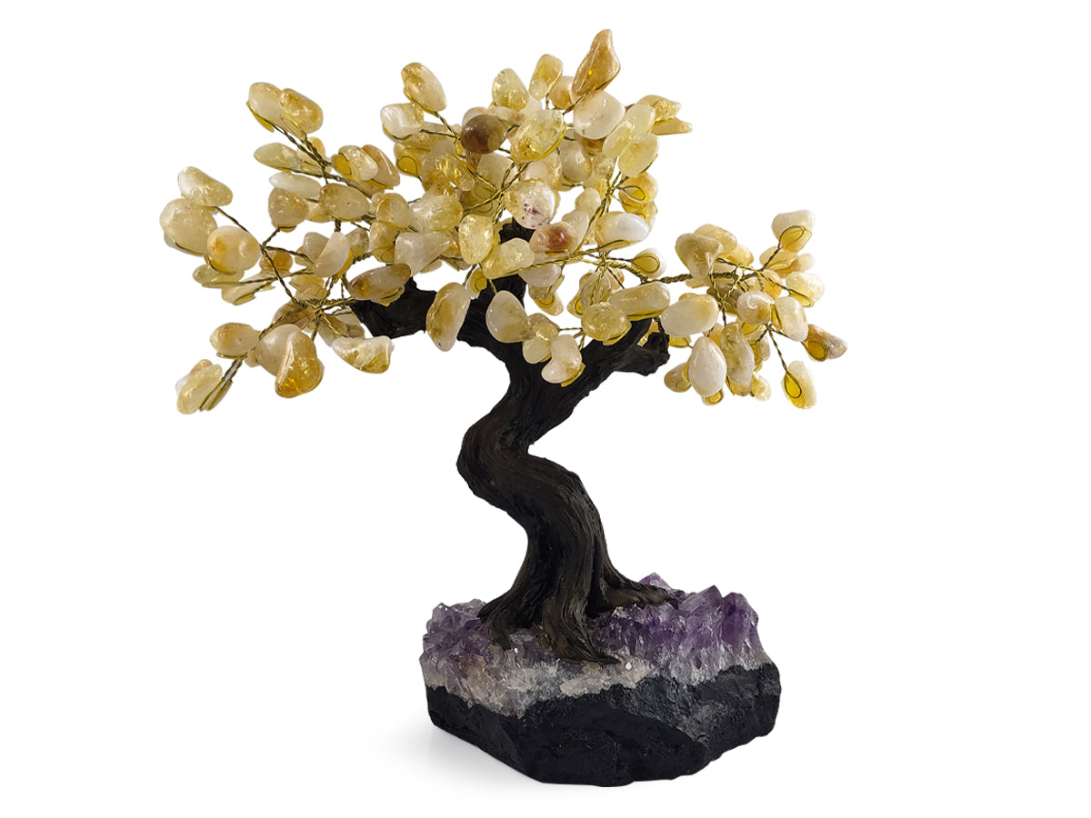 ÁRBOL BONSÁI DE CUARZO CITRINO DE 30 CM.