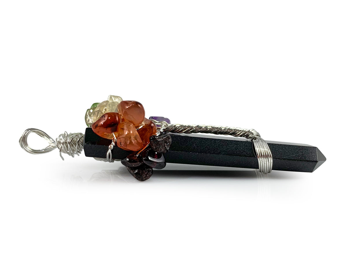 DIJE ÁGATA NEGRA CON ÁRBOL DE LOS CHAKRAS