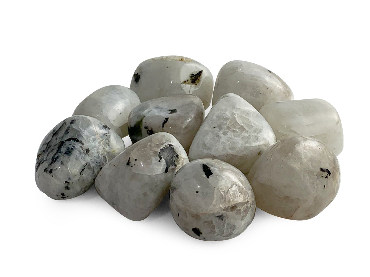 PAQUETE DE 10 PIEZAS DE TAMBORILEADO PIEDRA LUNA GRANDE.