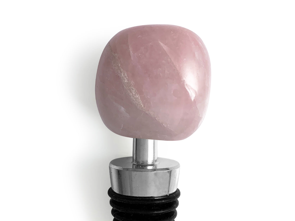 TAPÓN DE VINO DE CUARZO ROSA PULIDO.