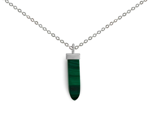 COLLAR DE PLATA PUNTA MALAQUITA.