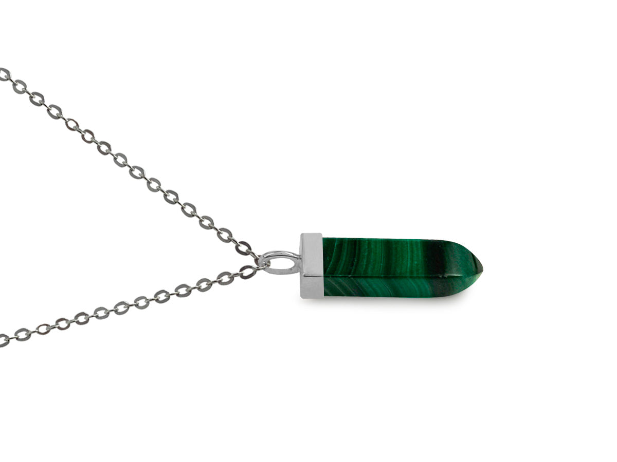 COLLAR DE PLATA PUNTA MALAQUITA.