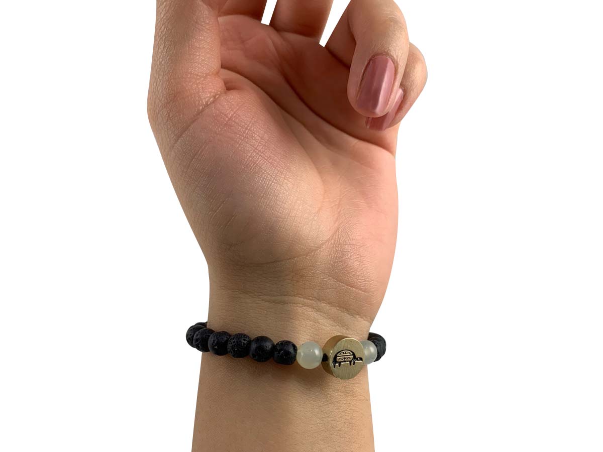 PULSERA MAYA TORTUGA DE SERPENTINA Y PIEDRA VOLCÁNICA