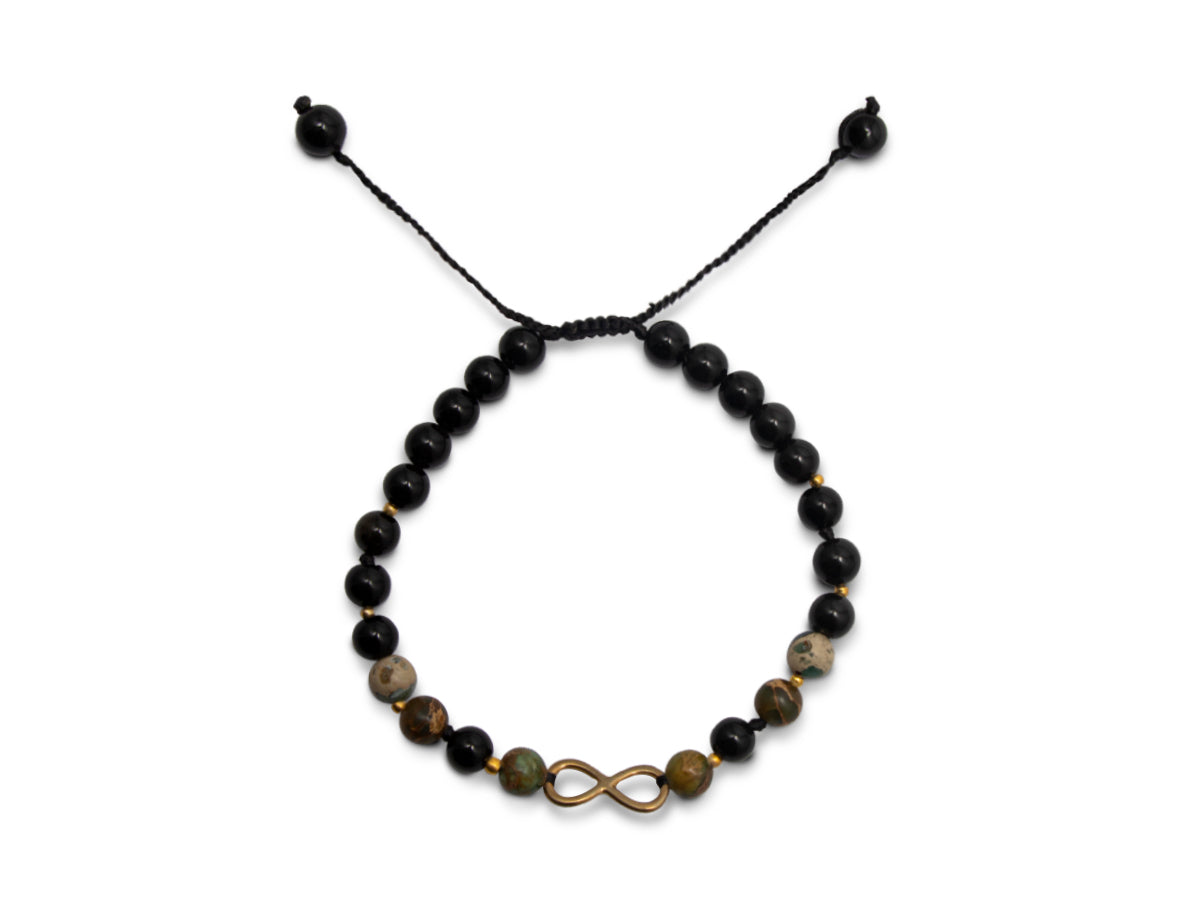 PULSERA INFINITO DE OBSIDIANA PARA CABALLERO.