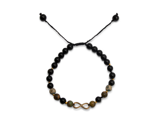 PULSERA INFINITO DE OBSIDIANA PARA CABALLERO.