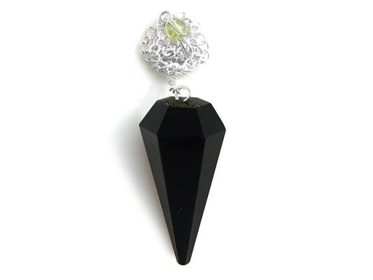 PÉNDULO FACETADO DE OBSIDIANA.
