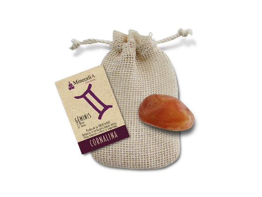 COSTALITO CON PIEDRA DEL ZODIACO "GÉMINIS" CORNALINA.