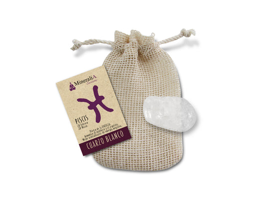 COSTALITO CON PIEDRA DEL ZODIACO "PISCIS" CUARZO BLANCO.