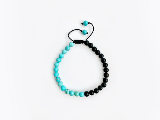 PULSERA CHAKRAS "VISHUDA" ÁGATA MATE Y HOWLITA AZUL